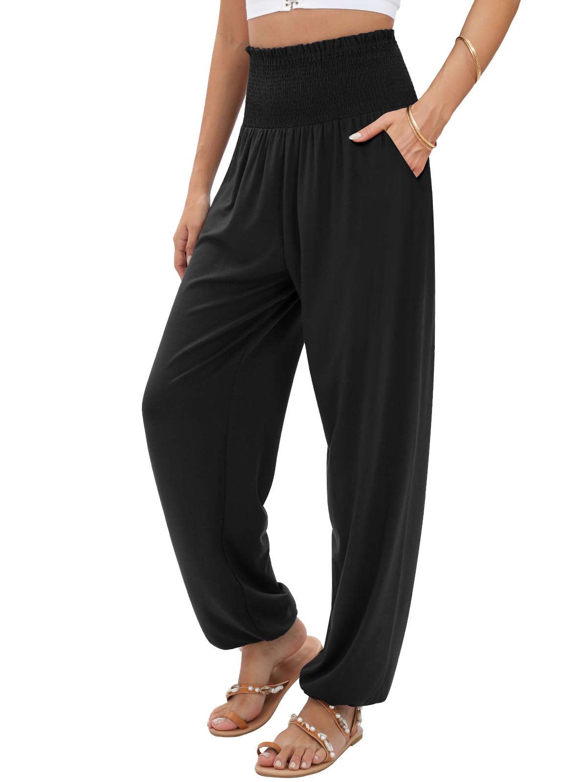 QIANXIZHAN Women's Harem Pants, Joggers Sweatpants Lounge Yoga Boho Clothes with Pockets