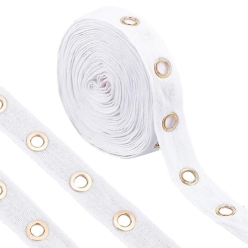 BENECREAT 6 Yards/5.5m 25mm White Cotton Grommet Eyelet Twill Tape Trim