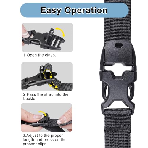 Image of Vigorport Utility Straps Quick Release Nylon Backpack Accessory Bag Strap,Adjustable for Hiking,Travel,Outdoor Sports-4 Pack (Black, 1 inch W-96 L)