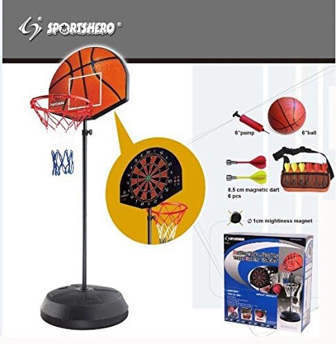 BASKETBALL HOOP DJUSTABLE STAND NET WITH DART GAME 2in1 BALL AND PUMP INCLUDED