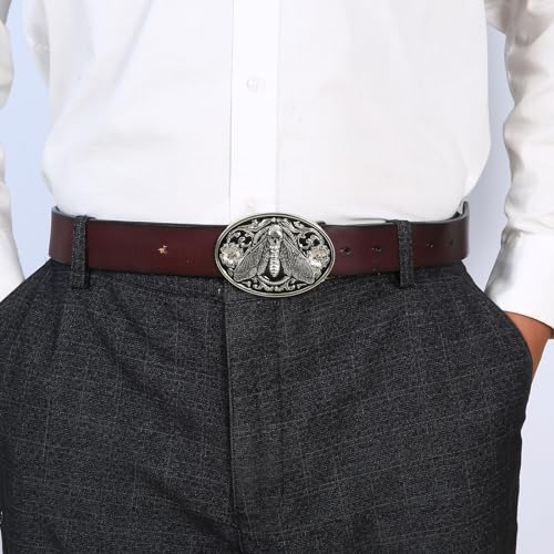 Image of Turquoise Belt Buckle for Men Western Texas Longhorn Bull Rodeo Belt Buckle American Cowboy Chic Gift