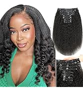 Kinky Straight Clip In Hair Extensions Human Hair Clip In Extensions For Black Women #1b Natural ...