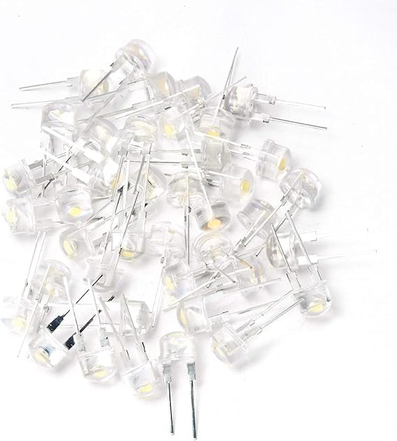 LED Diodes, 5mm Clear Lens, White Light, Pack of 50 3