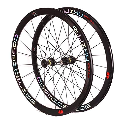 700c Rennrad Radsatz Doppelwand Felge 40mm Festplatte Fahrrad Rad 1,37 × 24 TPI Single Geschwindigkeit Kohlefaser Nabe Dichtungslager Fahrradrad