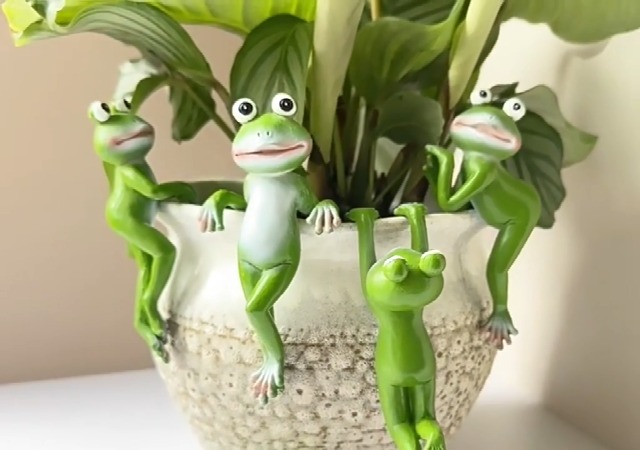 Amazon.com: JARPSIRY Cute Climbing Frog Figurines Flower Pot