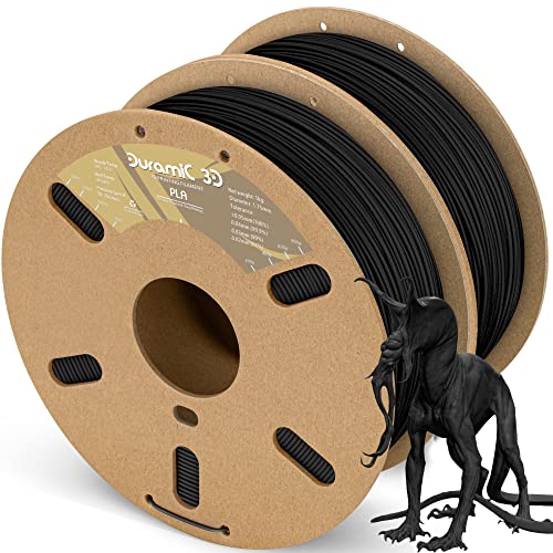 DURAMIC 3D PLA Filament 1.75mm Black 2 Pack, Jam-Free High Stifness 3D...