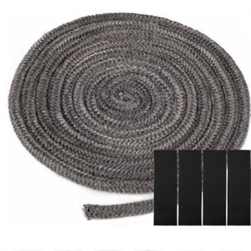 Norhogo Geflochtene Dichtung für Kamineinsatz und Ofen, 8 mm x 3 m Glasfaserdichtung mit 4 Streifen, feuerfeste Dichtung, Dichtung für Kamineinsatz für Holzofen, Kamin, Wärme