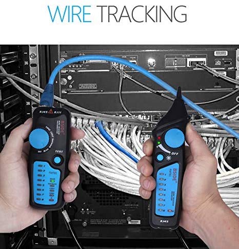 FWT81 Cable Tracker RJ45 RJ11 Telephone Wire Network LAN TV Electric Line Finder Tester with AVD06 Voltage Tester