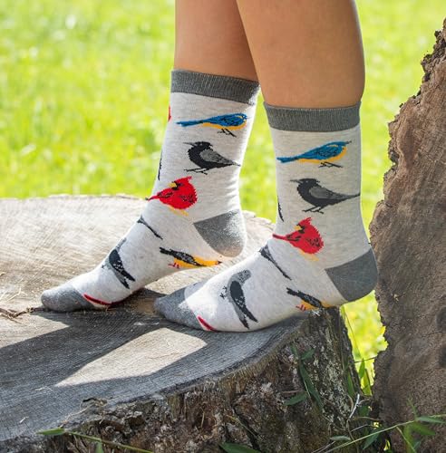 Image of WHD Bird Lover Crew Socks for Women & Men | Cute Fun Birdwatcher Gift | Novelty Song Bird Fan