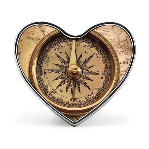 Personalized Button Pins Metal Round Badge Aesthetic for Clothes Hats Backpacks, Small Heart Lapel Badges Photo Pin Buttons Law of The Compass Navigation Badges for Decorations Gifts