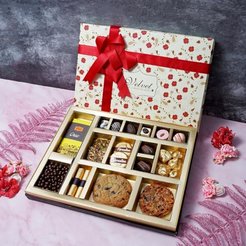 Image of Velvet Fine Chocolates: Delightful Chocolate Box (23 Chocolates & Treats) - Assortment of Chocolates, Florentines & Cookies