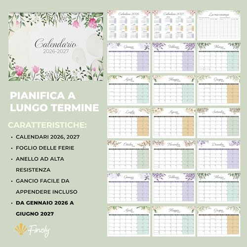 Finoly Wall Calendar July 2026 – December 2027 (18 Months) in Italian | Monthly Calendar 2026 2027 | Family Wall Calendar | Hanging Wall Planner with Easy Hanging (Nature) - Image 6