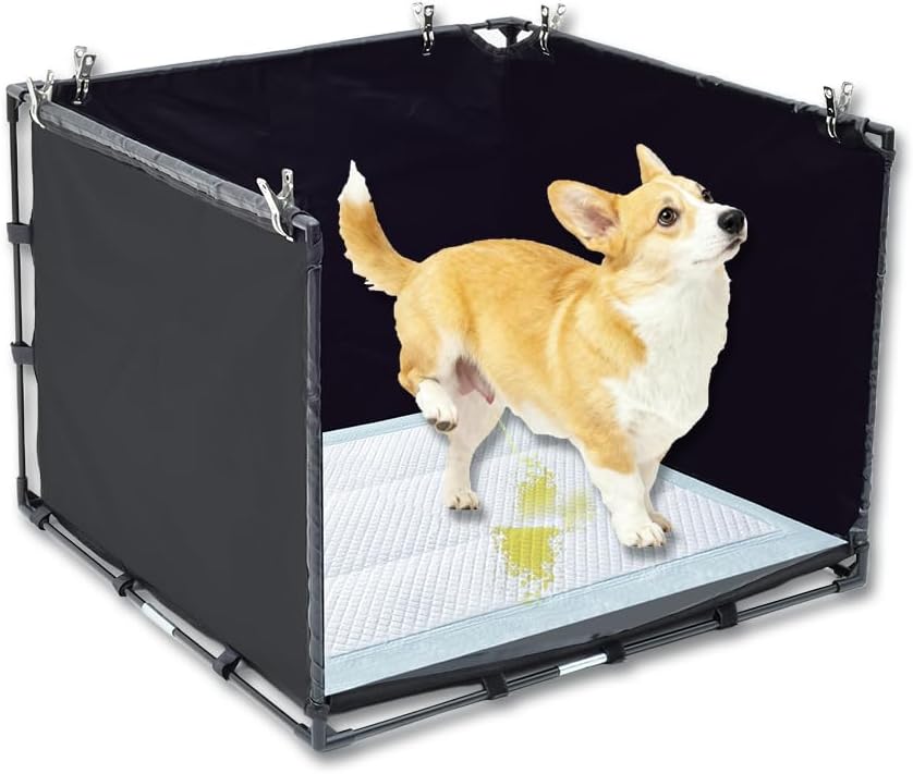 Dog Litter Box Indoor for Small Dogs,Puppy Pee Pad Holder with High Walls(23.62″*23.62″*17.72″),No-Spill Pee Pad Holder with Foldable Pet Toilet,Easy Clean Puppy Litter Box for Dogs (Small)