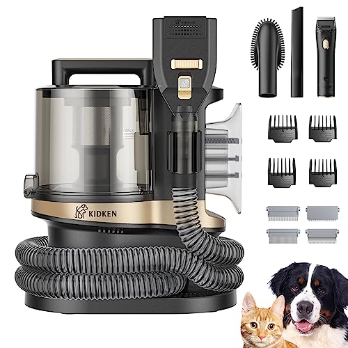 Kidken Dog Grooming Kit - 3.3L Large Capacity Vacuum with 99% Pet Hair Suction, 4 Grooming Tools,...