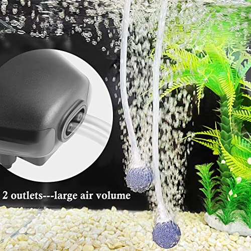 Hitop 3W 80Gph Adjustable Aquarium Air Pump, Upgrade Quiet Oxygen Pump, Powerful Air Aerator For Fish Tank Up To 120 Gallon #TOP5