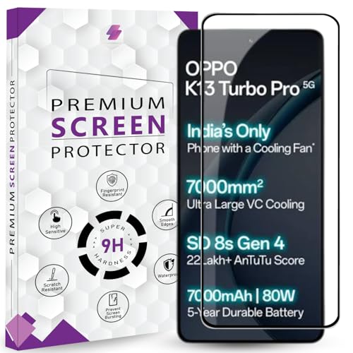 Image of Premium Tempered Glass Screen Protector Guard For Oppo K13 Turbo Pro 5G / K13 Turbo 5G (6.8 Inch, Pack of 1) | HD Screen Guard, Edge to Edge Coverage With Easy to installation kit