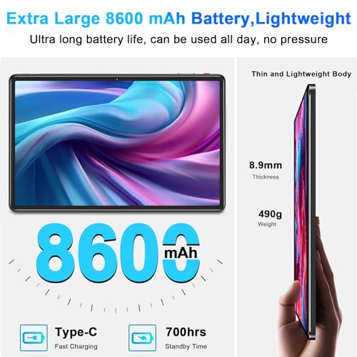Image of 2026 Lastest Tablet 11 Inch Android Tablet with16GB + 256GB + 2TB Expand, 8600mAh, Support Octa-Core 2.0 GHz, 5G WiFi, 2000 * 1200, GMS, 5MP + 13MP Dual Camera, Bluetooth 5.0, Tablet with Case, Black