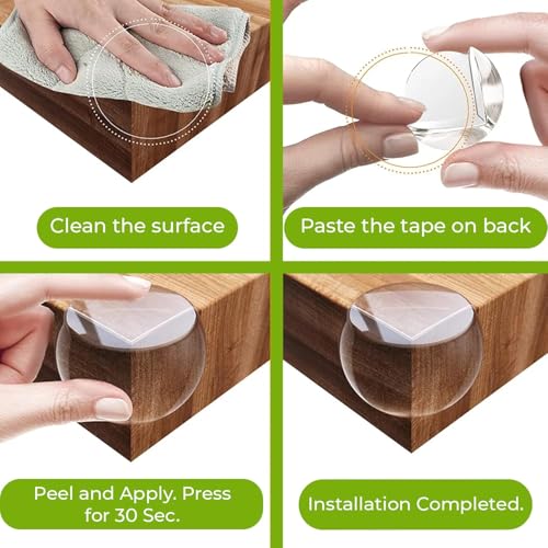 Image of Safe-O-Kid Baby Safety Combo - Beautiful Transparent Corner Guards (Smiley + Ball Shape, 12 Pcs) & Premium No-Drill Child Safety Cabinet Locks (10 Pcs) Protects Furniture Corners, Cabinets & Drawers