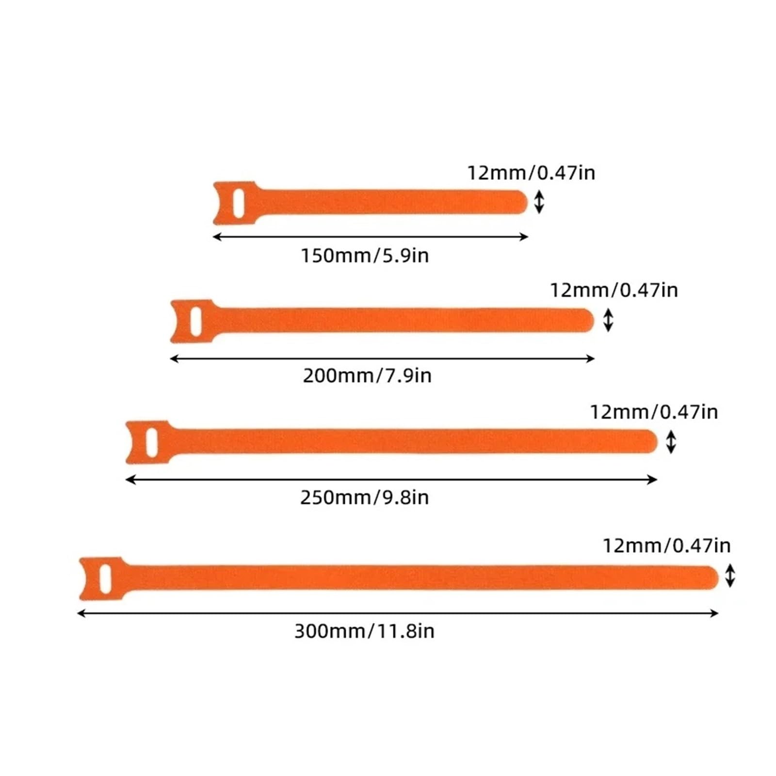 Pasek do wiązania, Regulowane, pomarańczowe, wielokrotnego użytku opaski kablowe typu T - nylonowe paski z haczykami i pętelkami do porządkowania przewodów i kabli(Orange 200pcs,150mm)