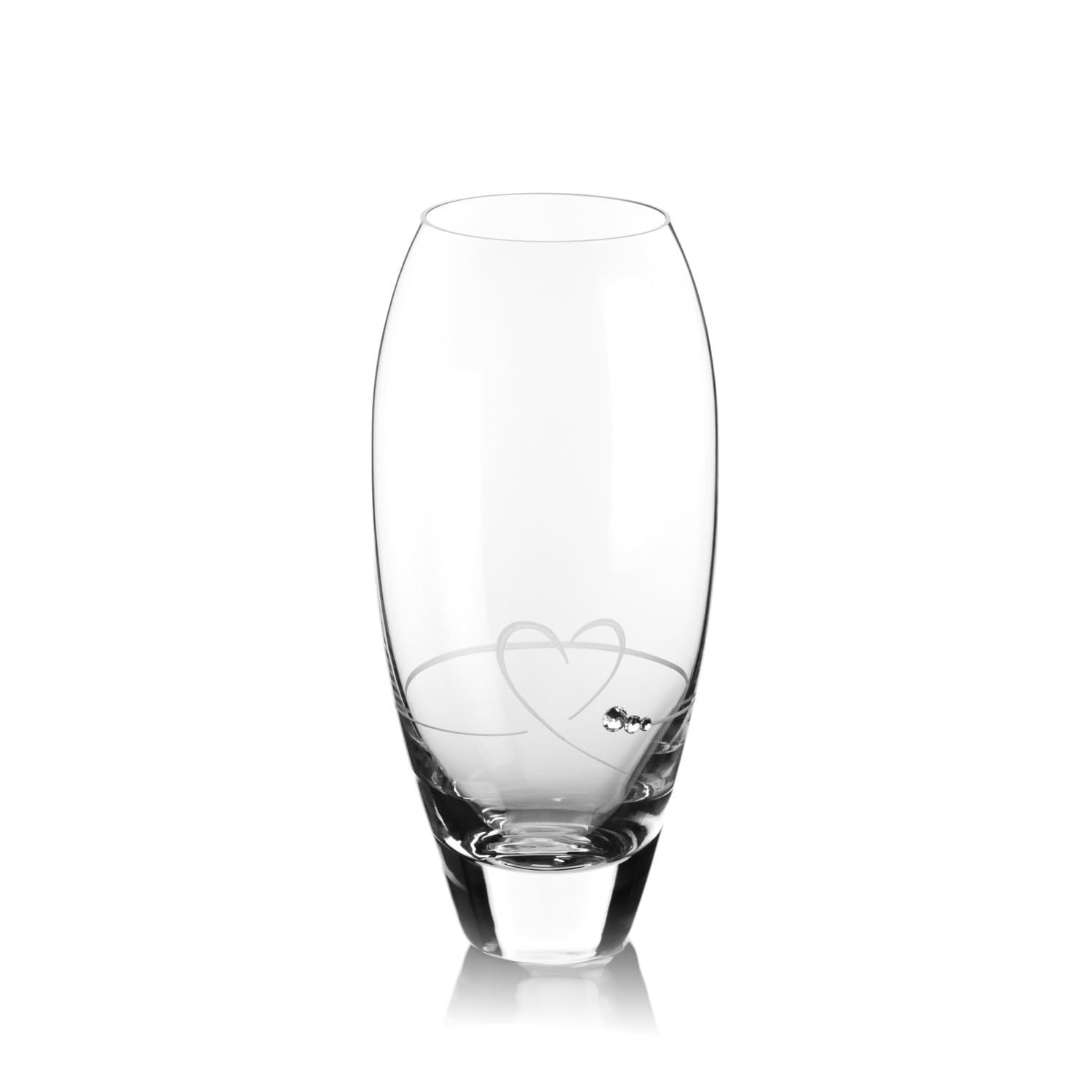 Diamante Clear Petit Valentine Heart Bud 18Cm Small Vase With Swarovski Crystals For Valentines Day Mother's Day (7 Inches Tall)
