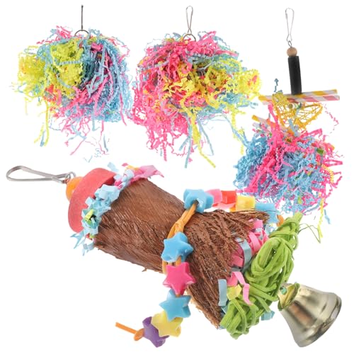HOLIDYOYO 4Pcs Parrot Chewing Durable Bird Hanging Plaything Fun Swing for Parrots and Birds Design for Chewing and Playtime