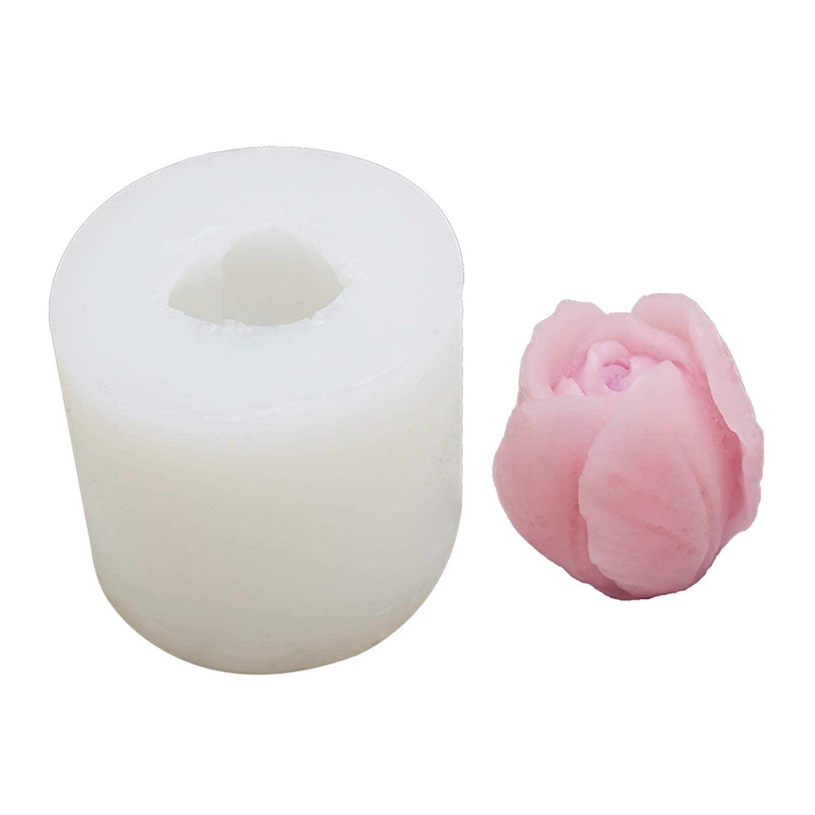 LARATH 3D Flower Shape Silicone Molds Tulip-Shape Chocolate Cookie Candy Fondant Baking Mould Soap Candle Making Mold for DIY Sugarcraft Handmad Resin Polymer Clay Craft Project, White