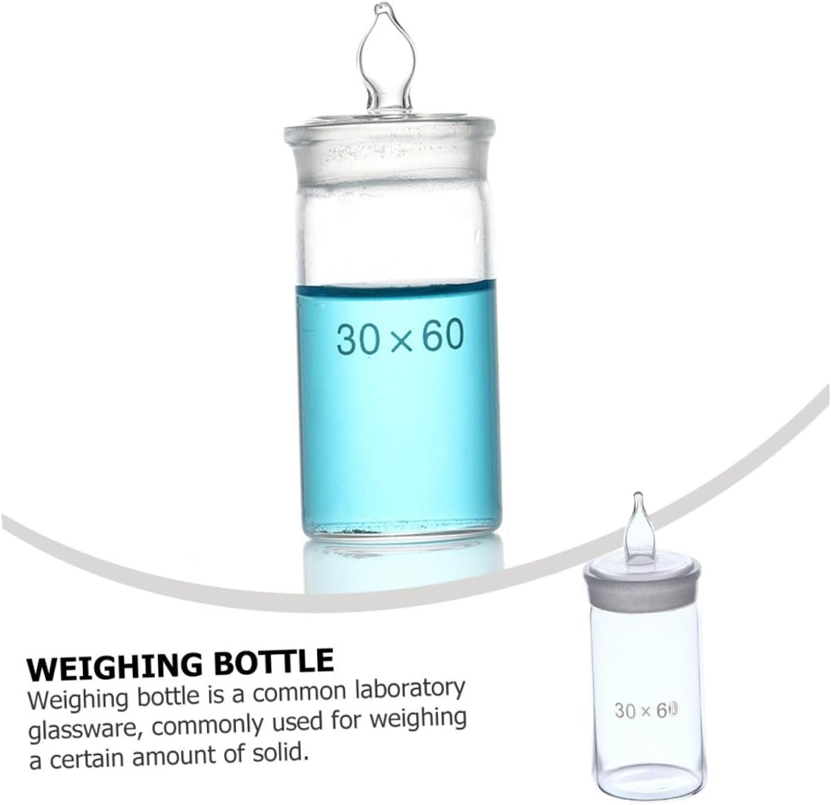 Amosfun 30mm x 60mm Tall Form Weighing Bottle Borosilicate Glass Sample Bottle for Lab Use Sturdy Glass Weighing Dish for Precise Measurements