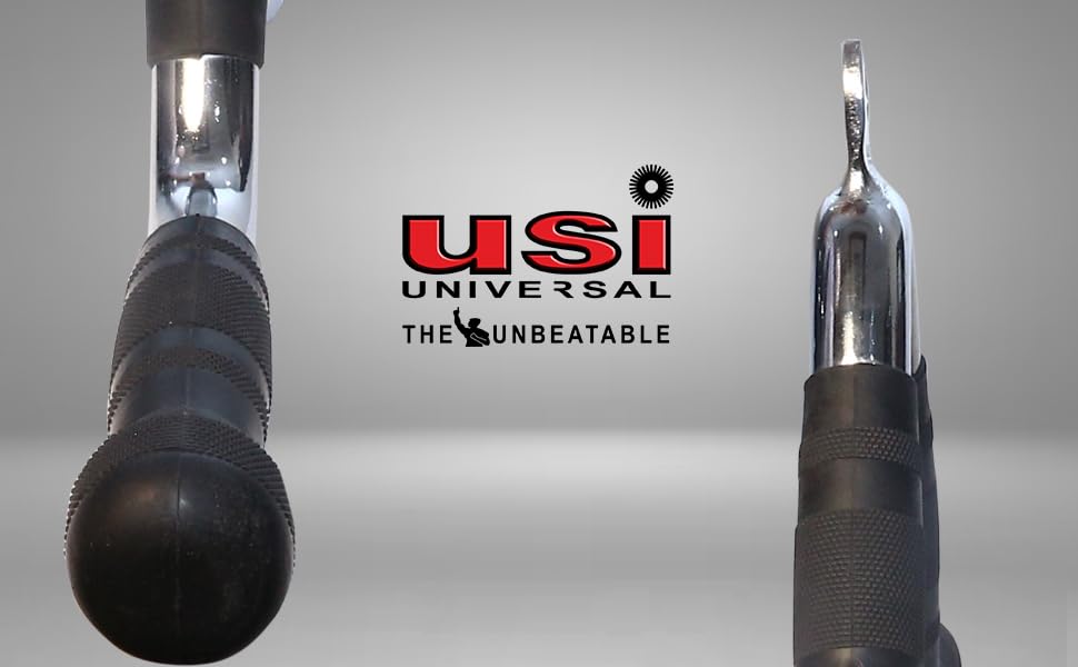 Image of USI Universal Cable Machine Attachment LAT Pulldown Attachments Home Gym Triceps Pull Down Attachment Cable Machine Equipments for Home Gym (Silver- Tricep Press Down Bar)