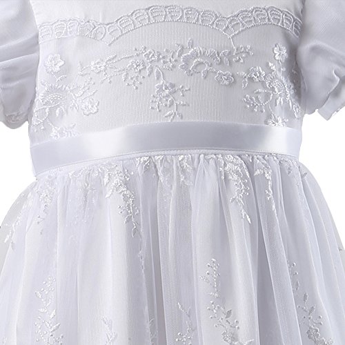 NIMBLE Baby Girls Newborn Christening Embroidered Gown Dress Outfit with Headband,0-15M3
