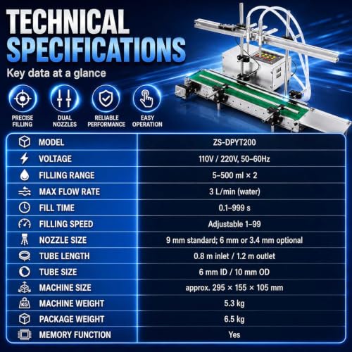 Llenadora de botellas de doble boquilla con sensor inteligente y panel digital 8
