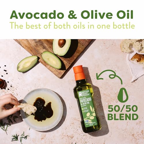 Image of BetterBody Foods Refined Avocado Olive Oil 50 /50 Blend, Non-GMO Cooking Oil, Gluten Free, Kosher, Frying, Baking, 500 mL, 16.9 Fl Oz