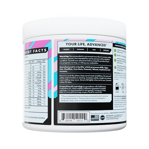 Image of Advanced Energy - Energy Boosting Formula with Electrolytes for Hydration - L-Theanine to Combat Jitters - Sugar Free & Keto Friendly - No Maltodextrin (40 Servings) (Cotton Candy)