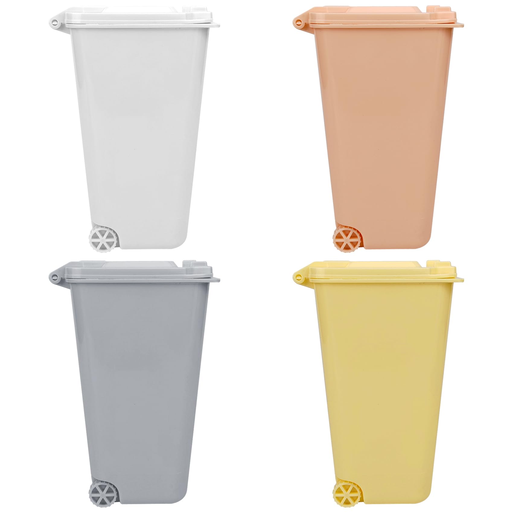 Mini Trash Can with Lid Swing Top Small Trash Can Pen Holder for Car Bedroom Office Desktop 22 Fl Oz (4 Pcs Multi-Color-A)