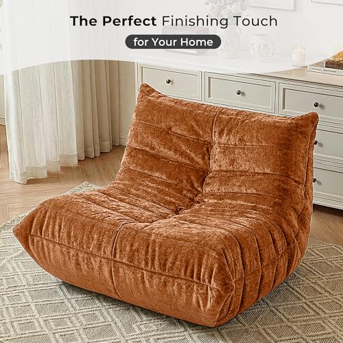 Image of HABUTWAY Giant Bean Bag Chairs Lazy Sofa for Adults,Single,Brown | Bean Bag Sofa with Filler Faux Fur, Memory Foam Bean Bag Fireside Lazy Sofa Couches for Living Room, Bedroom, Office