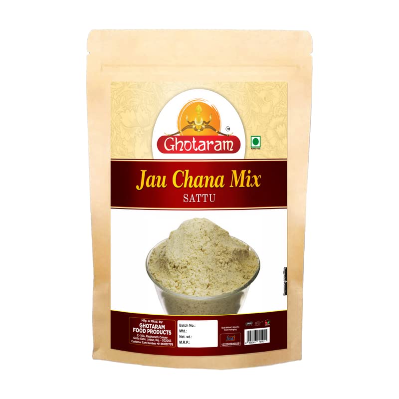 Ghotaram Freshly Stone Ground Roasted Jau Chana Mix Multigrain Sattu Powder Tasty Healthy Instant Food Drink enriched with Fibre & Protein | Multigrain Jao Chana Ka Mix Ghol Powder-480g (B0C4LLTV39) Amazon Price History, Amazon Price Tracker