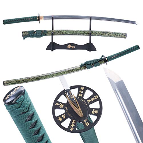 AUXIER Samurai Sword Real Katana Swords for Men Katana Real Sharp,Handmade Japanese Samurai Sword Real Katana Razor Sharp,Real Swords for Men Sharp Japanese Samurai Sword Battle Ready