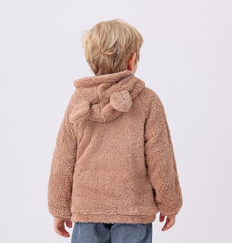 Feidoog Toddler Kids Fleece Hooded Jacket Coat with Ears Zipper Lightweight Long Sleeve Thick Warm Outerwear2
