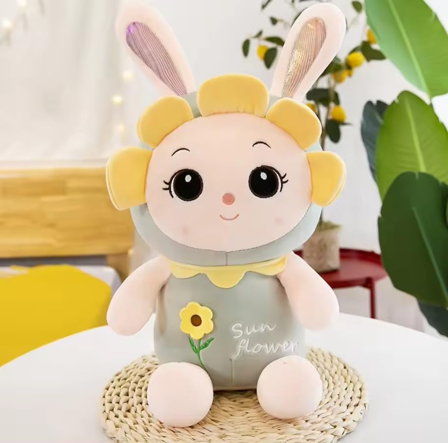 Image of ZEXSAZONE Sunflower Teddy Bear Soft Toy | 30 cm Plush Doll | Cute & Huggable Plushie for Kids, Baby Boys & Girls (Green-1)
