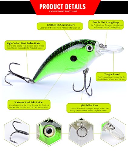 PROBEROS Crankbaits Set Fishing Lure Hard Baits Swimbaits Boat Ocean Topwater Lures Kit Fishing Tackle Hard Baits Set for Trout Bass Perch Fishing Lures Set (408)