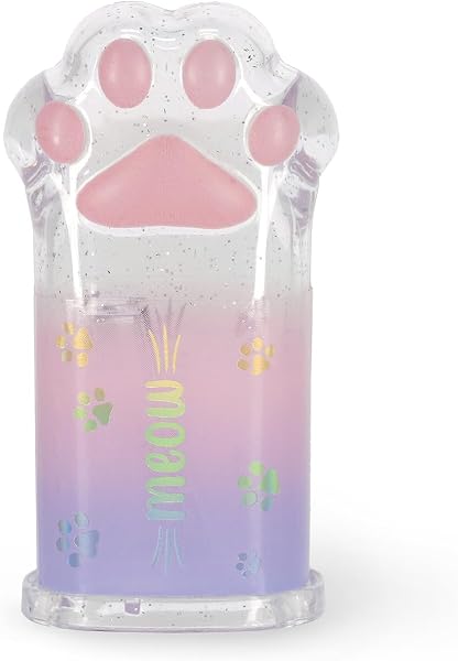 Legami - Temperino con Contenitore Meow, Temperamatite, a Forma di Zampa di Gatto, Trasparemte con Dettagli Glitter, in PS - 1