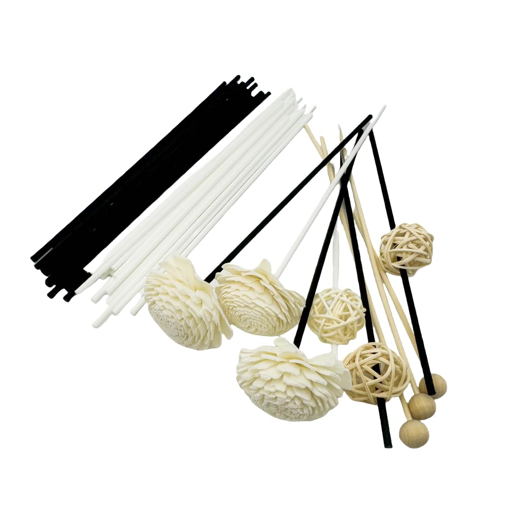 Flower Reed Diffuser Sticks Set,Diffuser Sticks Refill Replacement for Home Bedroom Office Bathroom Shelf Washbasin Decor (59, Set 1)