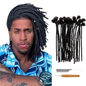 0.4cm Dreadlock Extensions Human Hair 8 inch 10 Strands Permanent Loc Extensions Real Human Hair Dreadlock Extensions for Men Women Kids Soft Dread Extensions Human Hair Natural Black