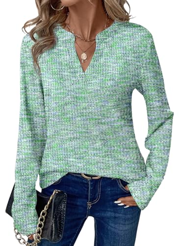 Image of Dokotoo Womens V Neck Long Sleeve Waffle Knit Tops Dressy Casual Sweater Fall Fashion 2026