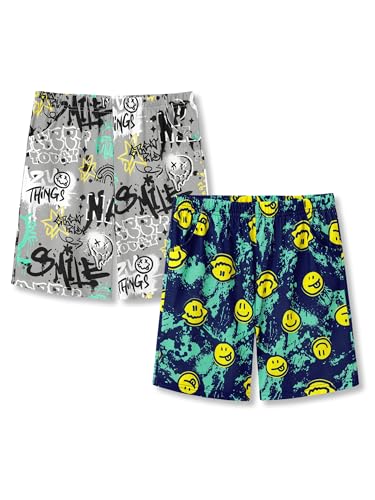 Tebbis Boys 2 Pack Sports Print Shorts Lounge Bottoms Pockets Size 16