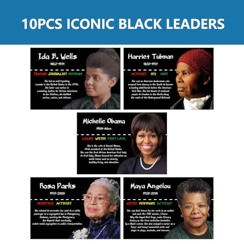 Arosche Pôster de decoração do mês da história negra, 10 peças, famosos pôsteres afro-americanos, ce