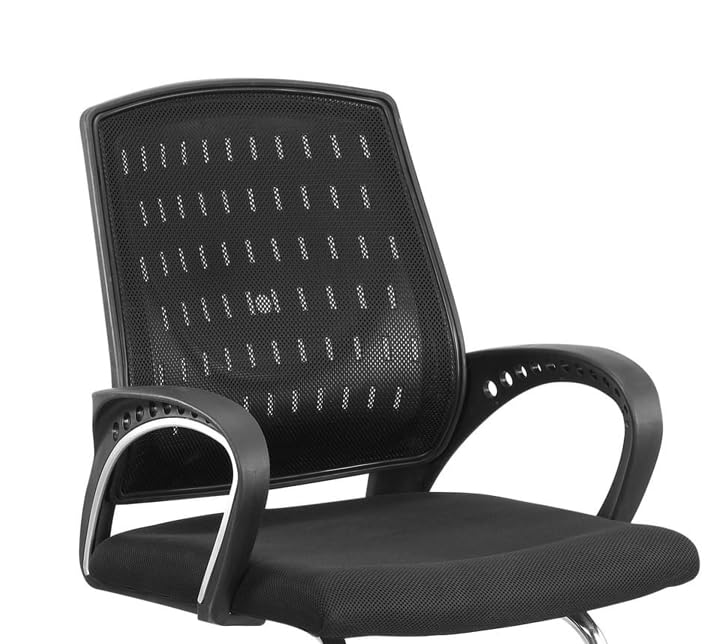 Image of KAZO Chairs Boom Medium Back Mesh Visitor Chair | Heavy Dutty Cantilever Frame | Office Visitor /Study /Sitting| Professional Look Ergonomic Chair (Black)