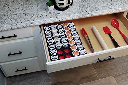 Polar Whale Coffee Red And Black Pod Storage Deluxe Organizer Tray Drawer Insert For Kitchen Home Office Waterproof Washable 12.5 X 12.5 Inches Holds 36 Compatible With Keurig K-Cup #TOP2
