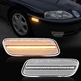 HTZCMOTO 2PCS LED Side Marker Light Assembly Compatible with SC300 SC400 1992-2000, Front Fender Side Marker Lights Lamps