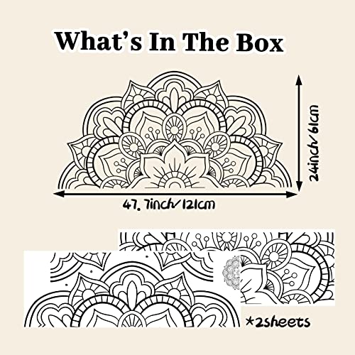 Half Mandala Wall Decal Sticker Mandala Headboard Decal Mandala Wall Art Decor For Bedroom Yoga Studio Art Room Decor #TOP5