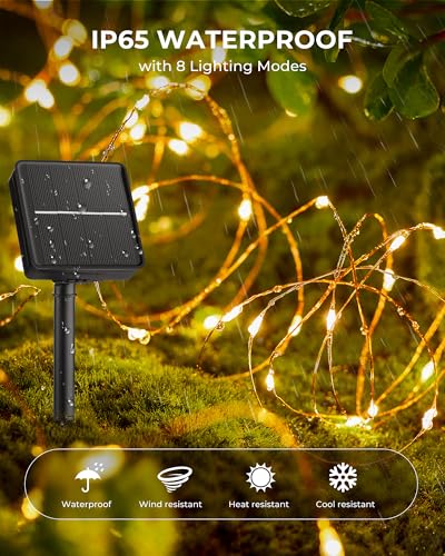  Solar Fairy Lights,33Ft 100 LED String Lights Outdoor with 8 Modes - image 4